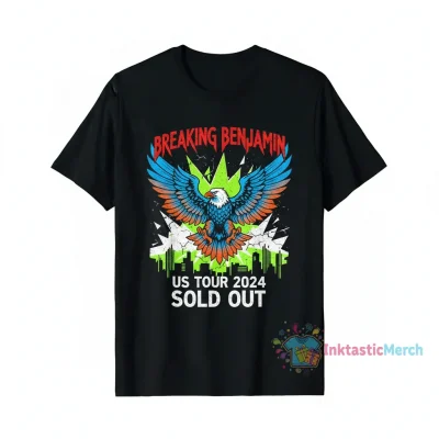 Breaking Benjamin US Tour 2024 T-Shirt: Heavyweight Black Tee - Size S