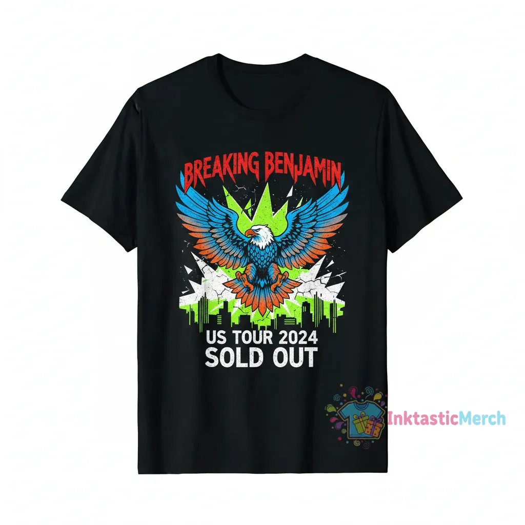 Breaking Benjamin US Tour 2024 T-Shirt: Heavyweight Black Tee - Size S 1 Breaking Benjamin US Tour 2024 T-Shirt: Heavyweight Black Tee - Size S