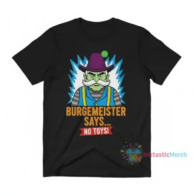 Burgermeister Meisterburger Shirt: Santa Claus is Comin' to Town - Men's Heavyweight Tee, Black, Size S