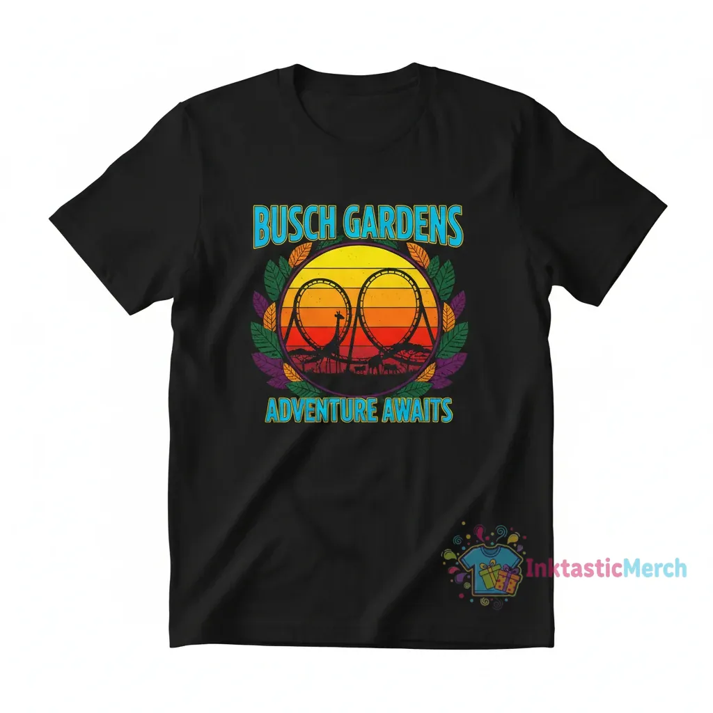 Busch Gardens Men's Heavyweight T-Shirt - Black, Size S 1 Busch Gardens Men's Heavyweight T-Shirt - Black, Size S