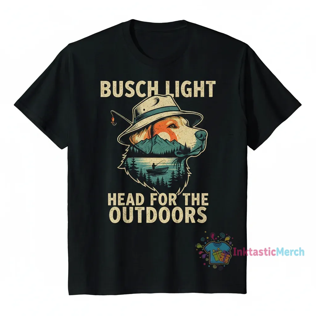 Busch Light Fishing Head Outdoors Dog T-Shirt 1 Busch Light Fishing Head Outdoors Dog T-Shirt