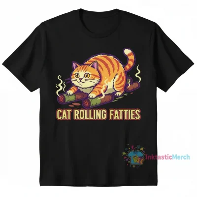 Cat Fat Rolling Fatties T-Shirt - Funny Animal Lover Apparel