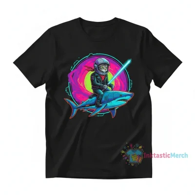 Cat Riding Shark T-Shirt