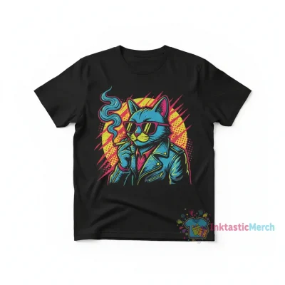 Cool Cat Smoking Cigarette Graphic Tee