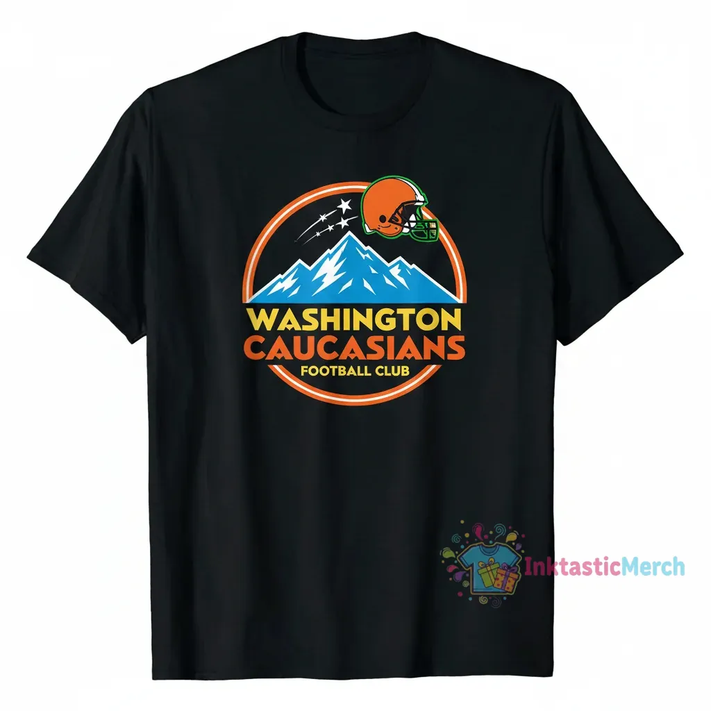 Washington Caucasians Football Tee - Black (Men's Heavyweight) 1 Washington Caucasians Football Tee - Black (Men's Heavyweight)
