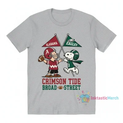 Charlie Brown & Snoopy Alabama Crimson Tide x Philadelphia Eagles T-Shirt