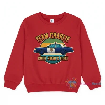 Charlie Swan Team Twilight Kids' Crewneck Sweatshirt - Vibrant Red, Size 4T