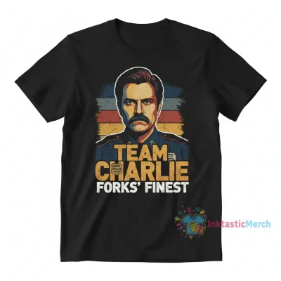 Charlie Swan T-Shirt Twilight, Team Charlie TWILight Men's Blank Classic Black T-shirt Size S