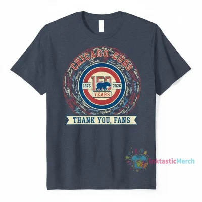 Chicago Cubs 150th Anniversary 1876-2026 Signatures T-Shirt