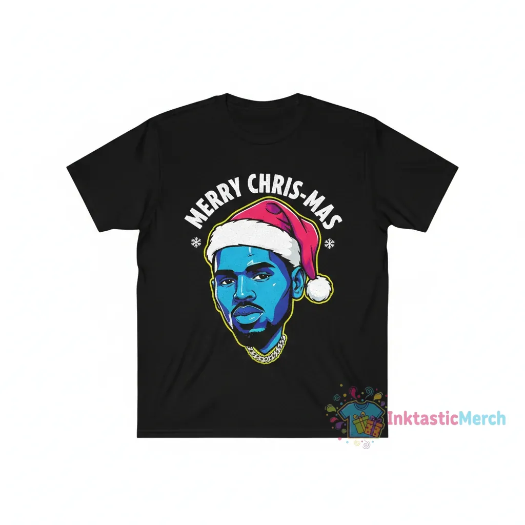 Chris Brown Merry Chris-Mas Big Head Tee - Durable & Vibrant 1 Chris Brown Merry Chris-Mas Big Head Tee - Durable & Vibrant