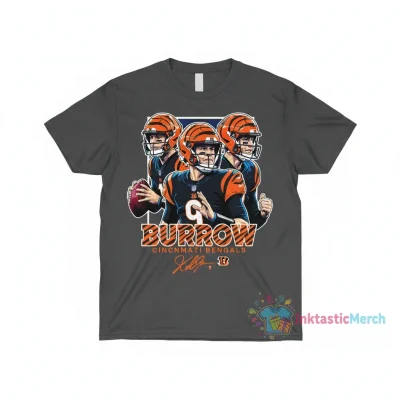 Cincinnati Bengals Joe Burrow Triple Signature Fan T-Shirt