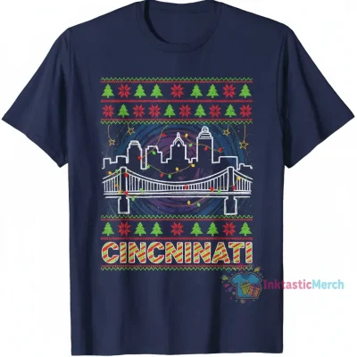 Cincinnati Bridge & Skyline Ugly Christmas Sweater