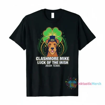 Clashmore Mike "Luck of the Irish & Irish Terrier" Men's Heavyweight T-Shirt - Black, Size S