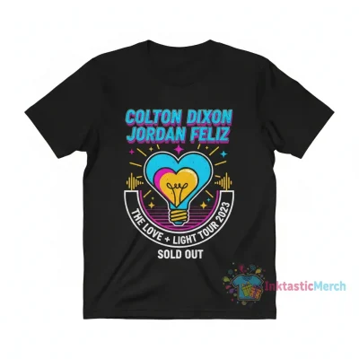 Colton Dixon & Jordan Feliz Love + Light Tour 2023 Men's Black Heavyweight T-Shirt - Size S