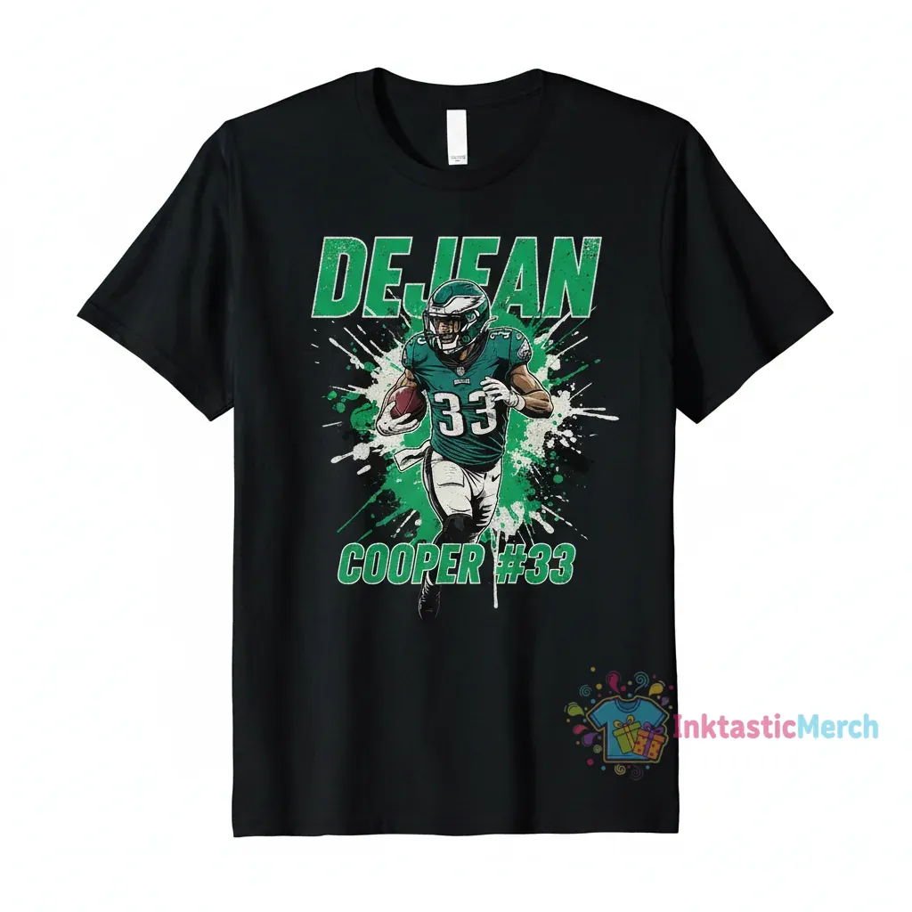 Cooper DeJean #33 Philadelphia Eagles Splatter T-Shirt - Ultimate Fan Gear 1 Cooper DeJean #33 Philadelphia Eagles Splatter T-Shirt - Ultimate Fan Gear