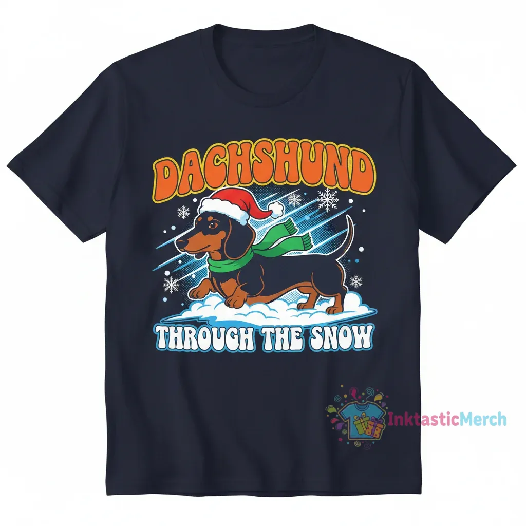 Dachshund Through The Snow: Durable & Vibrant Holiday Shirt 1 Dachshund Through The Snow: Durable & Vibrant Holiday Shirt