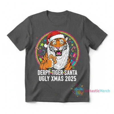 Derpy Tiger Santa Ugly Christmas 2025 Sweater