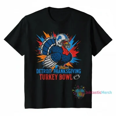 Detroit Lions Turkey Happy Thanksgiving Football Fan T-Shirt