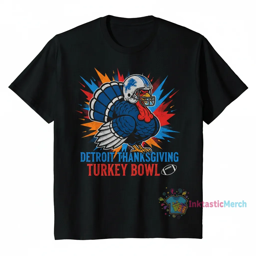 Detroit Lions Turkey Happy Thanksgiving Football Fan T-Shirt 1 Detroit Lions Turkey Happy Thanksgiving Football Fan T-Shirt