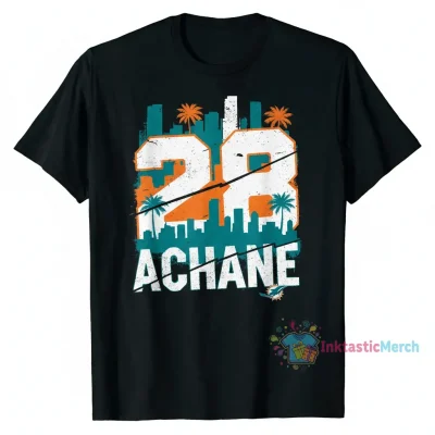De'Von Achane 28 Miami Dolphins NFL Football Skyline Graphic Shirt