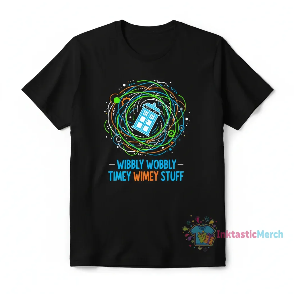 Doctor Who Wibbly Wobbly Timey Wimey Stuff T-Shirt - Men's Classic Fit, Black 1 Doctor Who Wibbly Wobbly Timey Wimey Stuff T-Shirt - Men's Classic Fit, Black