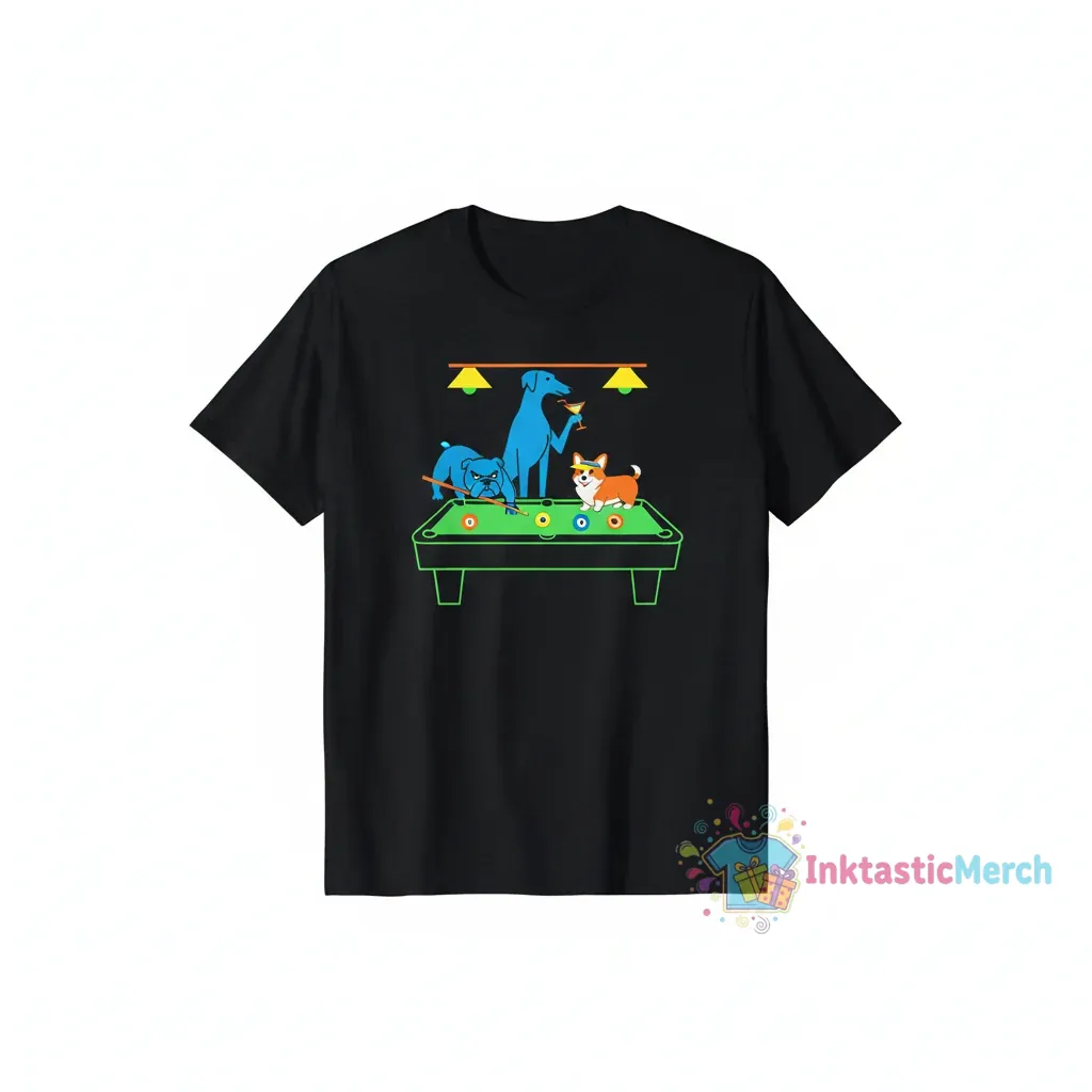 Dogs Playing Pool T-Shirts Men's Heavyweight T-shirt 1 Dogs Playing Pool T-Shirts Men's Heavyweight T-shirt