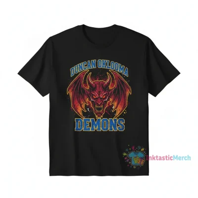 Duncan Demons High School Heavyweight T-Shirt - Youth XL Black