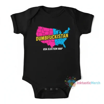 Election Map United States Of America Dumbfuckistan T-Shirt (2) Onesies Kids's Short Sleeve Onesie 12M Black