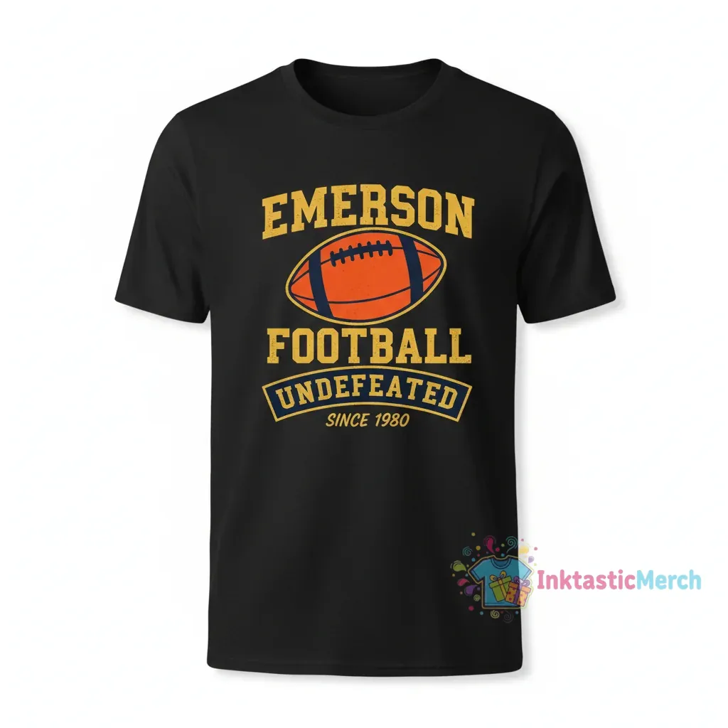 Emerson Football Undefeated College T-Shirt - Men's Heavyweight - Black (S) 1 Emerson Football Undefeated College T-Shirt - Men's Heavyweight - Black (S)