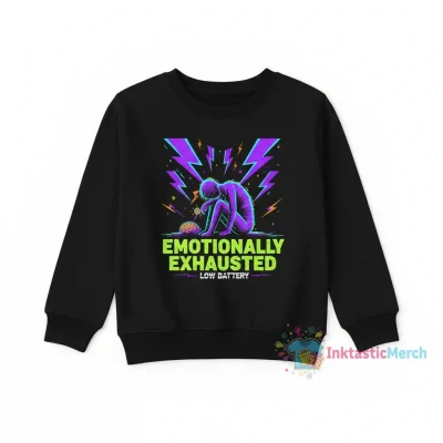 Emotionally Exhausted Kids' Crewneck Sweatshirt - Black, Size 4T