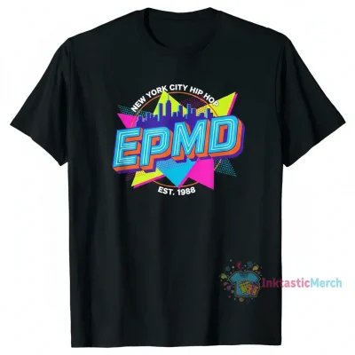 EPMD Logo Old School Classic Hip Hop T-Shirt - Black, Men's Heavyweight