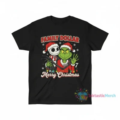 Family Dollar x Jack Skellington & Grinch Merry Christmas Tee