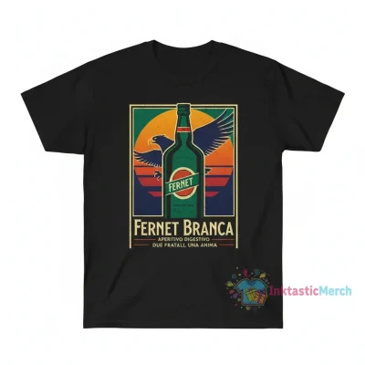 FERNET BRANCA Vintage Aperitif Liquor Advertising Print T-Shirts Men's Heavyweight T-shirt