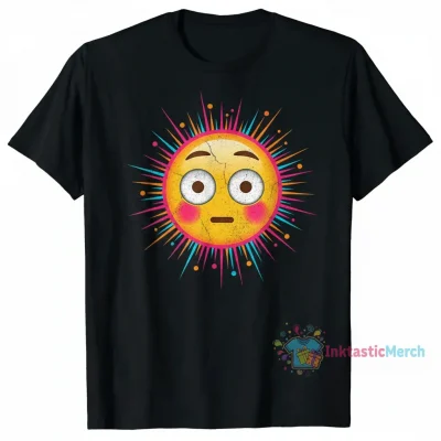 Flushed Face Emoji T-Shirt - Youth XL Black