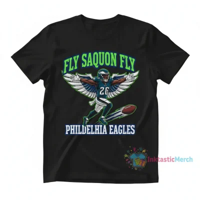 Fly Saquon Fly: Philadelphia Eagles Saquon Barkley Signature Caricature Tee