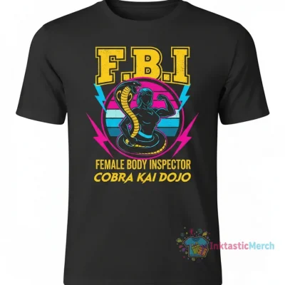 Funny FBI | Female Body Inspector Cobra Kai T-Shirt Men's Heavyweight T-shirt