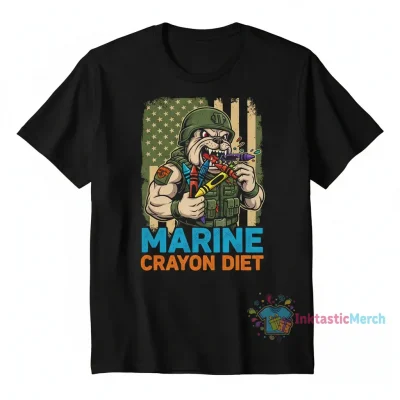 Funny Marine Crayon Eater T-Shirt - Men's Heavyweight Cotton - Black, Size S