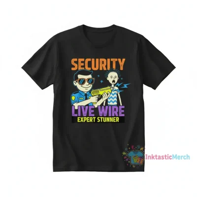 Funny Taser Police Security T-Shirts Men's Heavyweight T-shirt