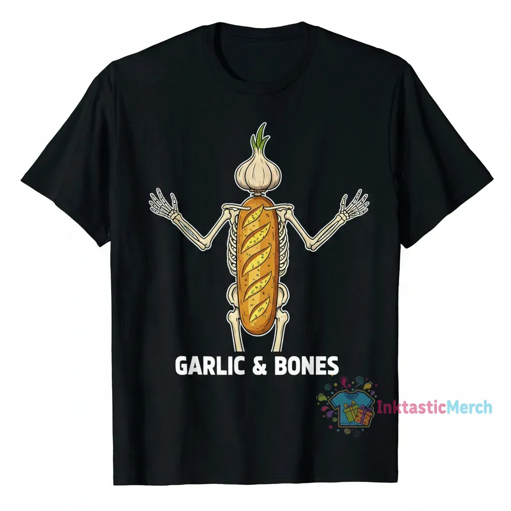 Garlic Bread Skeleton Shirt - Funny Foodie Tee 1 Garlic Bread Skeleton Shirt - Funny Foodie Tee