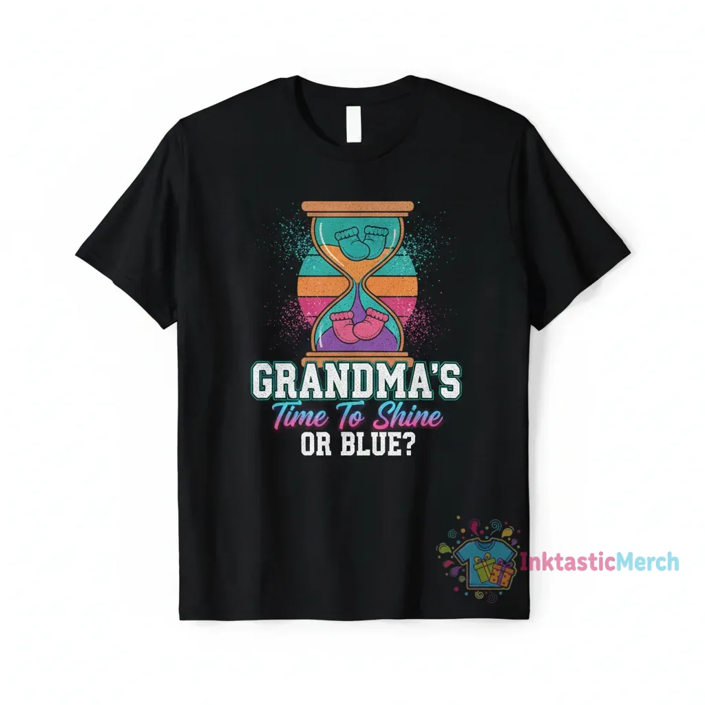 Gender Reveal Grandma Men's Heavyweight T-Shirt - Black, Size S 1 Gender Reveal Grandma Men's Heavyweight T-Shirt - Black, Size S
