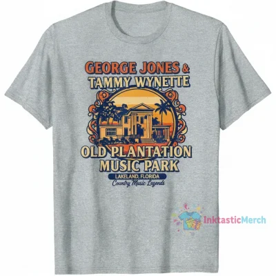 George Jones & Tammy Wynette Old Plantation Music Park Vintage Inspired T-Shirt | Men's Heavyweight Cotton | Sport Grey