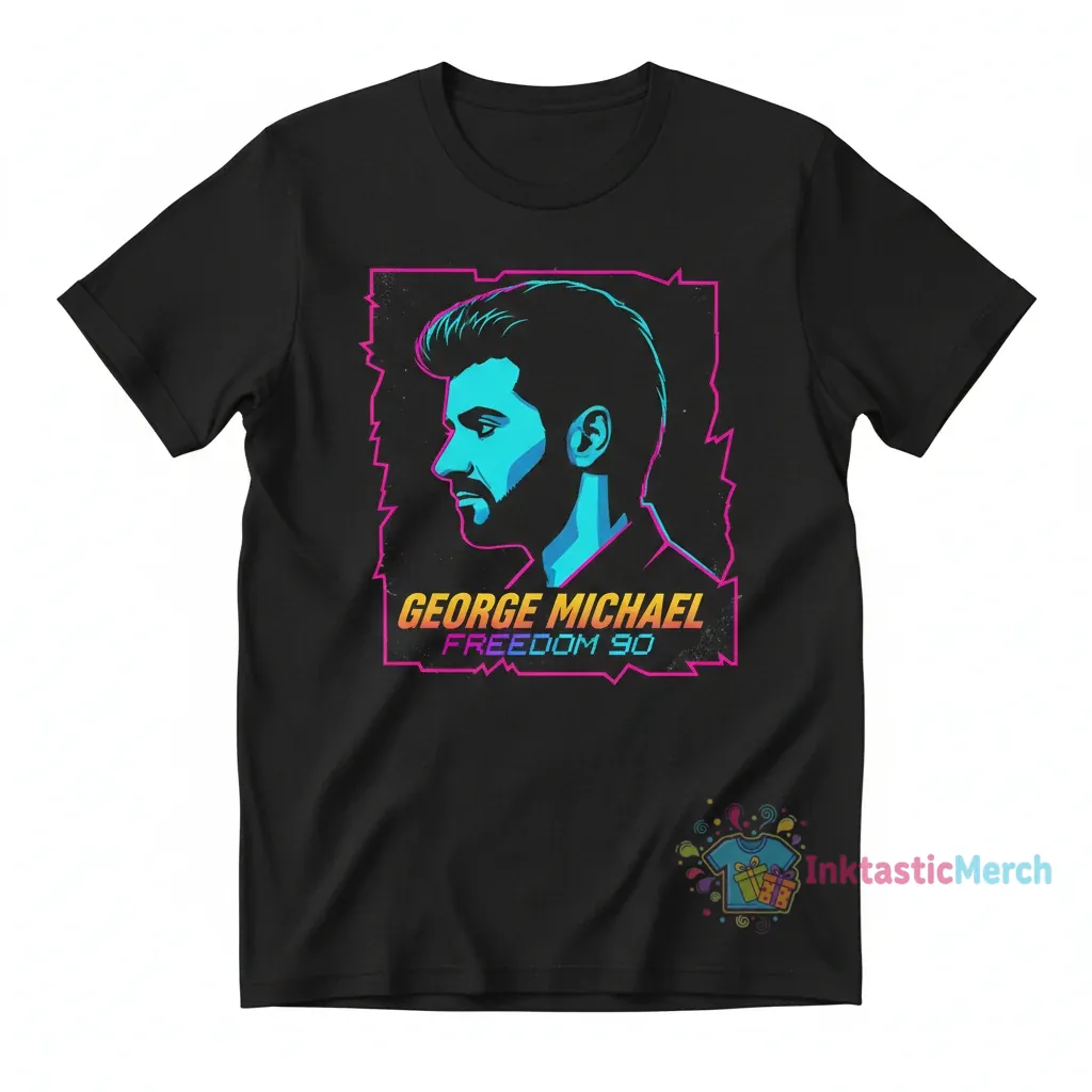 George Michael Vintage T-Shirt - Men's Heavyweight Cotton, Black, Size S 1 George Michael Vintage T-Shirt - Men's Heavyweight Cotton, Black, Size S