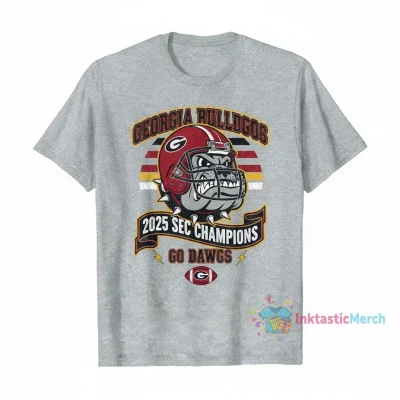 Georgia Bulldogs 2025 SEC Football Champions Go Dawgs Mascot T-Shirt