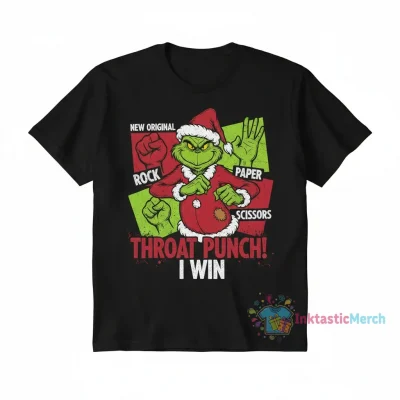 Grinch Santa Rock Paper Scissors Throat Punch I Win Shirt