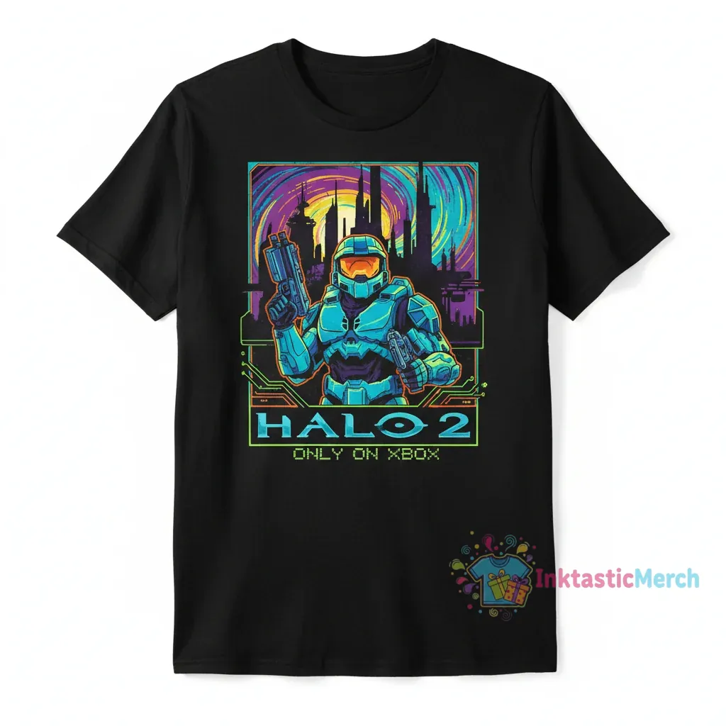Halo 2 Only on Xbox Poster T-Shirt 1 Halo 2 Only on Xbox Poster T-Shirt
