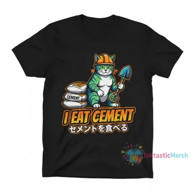 Funny 'I Eat Cement' Cat Meme T-Shirt for True Meme Lords