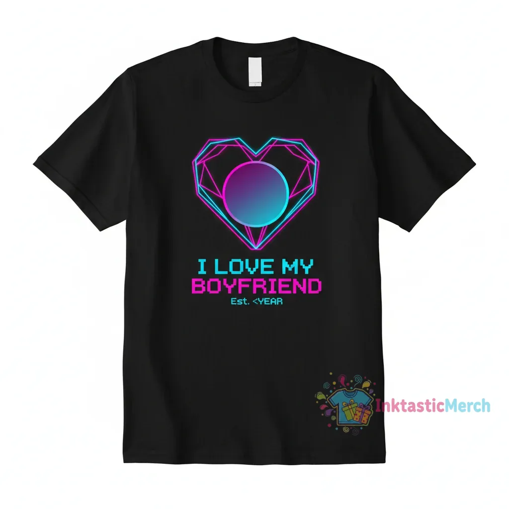 Personalized "I Love My Boyfriend" Custom Photo T-Shirt | Men's Heavyweight Black 1 Personalized "I Love My Boyfriend" Custom Photo T-Shirt | Men's Heavyweight Black
