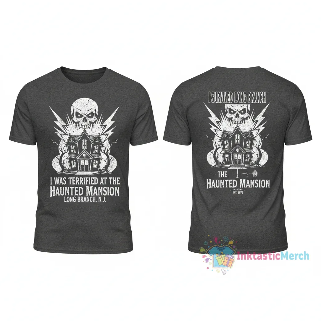 Terrified Haunted Mansion Long Branch 2-Sided T-Shirt 1 Terrified Haunted Mansion Long Branch 2-Sided T-Shirt