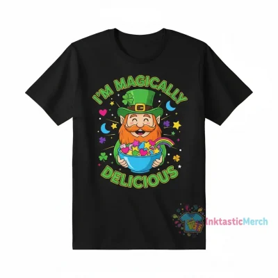 Youth Saint Patrick's Day 'I'm Magically Delicious' Heavyweight T-Shirt - Black, XL