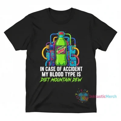 Diet Mountain Dew Blood Type Tee - Black (Men's Heavyweight)